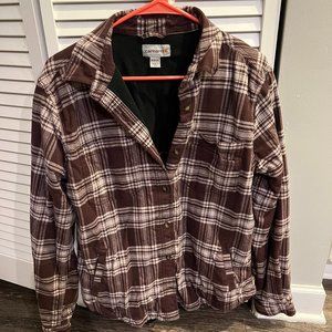 Carhartt Women's Rugged Flex Relaxed Fit Flannel Fleece-Lined Plaid Shirt